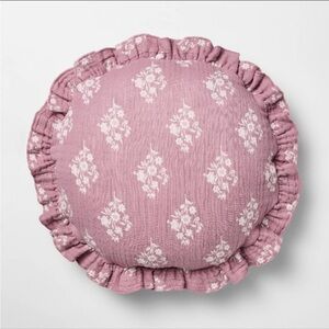 Round Ruffle Floral Jacquard Pillow from Threshold™ designed with Studio McGee